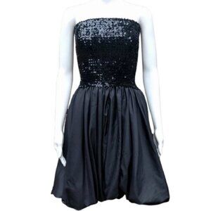 Le Chateau black sequin top pleated dress size S